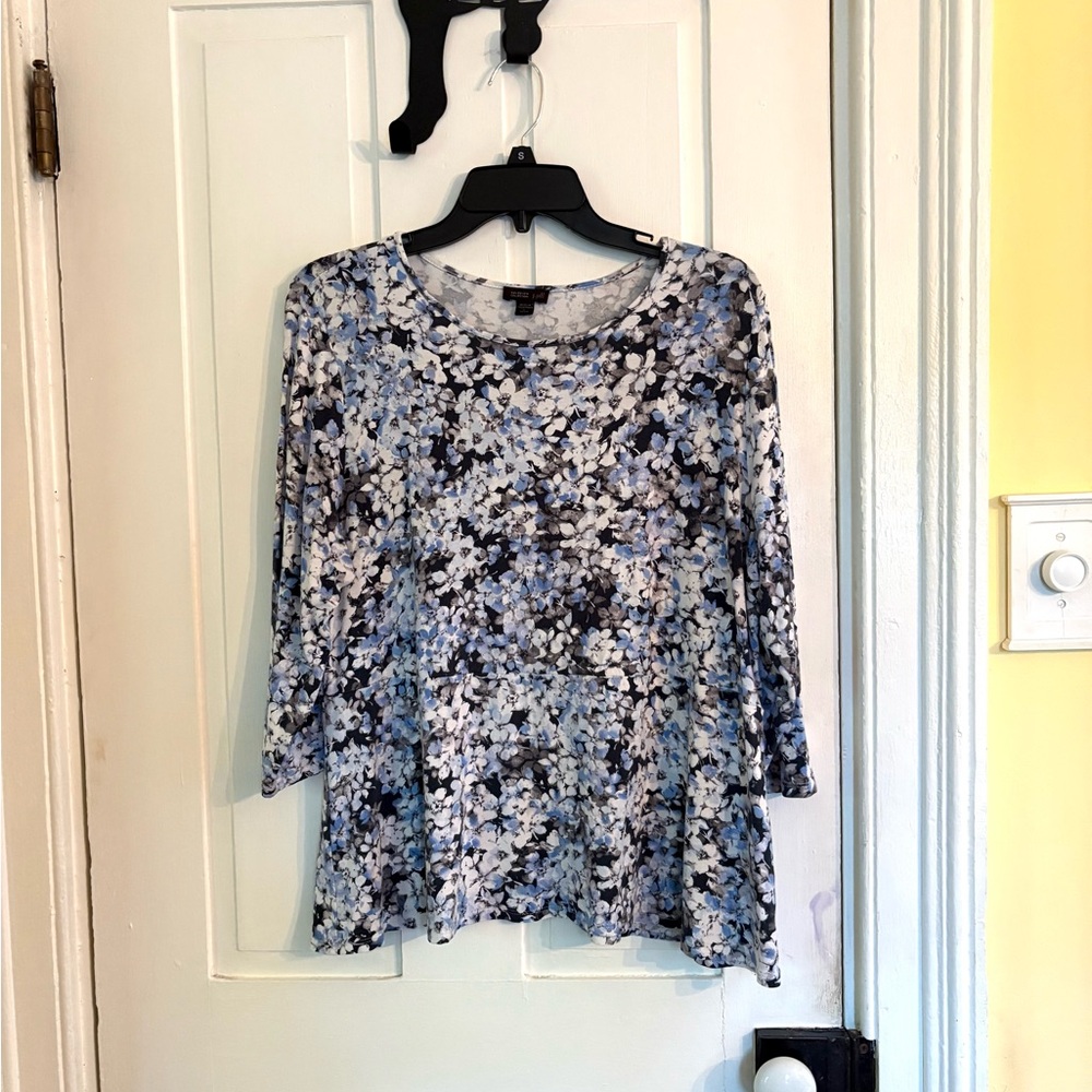 J. Jill Wearever Collection Women’s Floral Peplum 3/4 Sleeves Top Sz L Petite